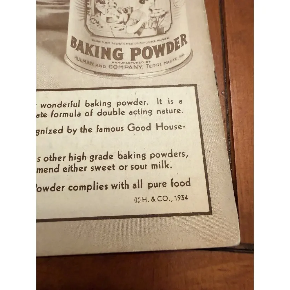 Clabber GIrl Baking Book 1934, Vintage recipe Booklet 19 Pgs